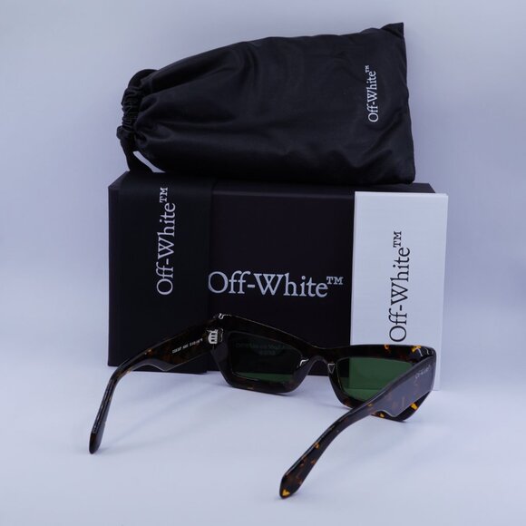 Off-White OERI137 AURORA 6055 Sunglasses Havana Cat Eye Frame, Green Lenses - Picture 11 of 11